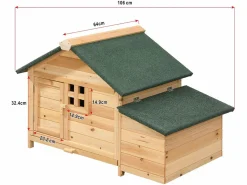 New Vente-unique Gallinero de madera con ponedero - 2 gallinas - Ancho 106 x Prof. 64 x Alt. 71 - Natural- ANSER Color natural claro
