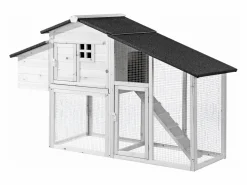 Discount Gallinero de madera con valla - 4 gallinas - L. 173 x Prof. 64 x Alt. 108 cm - - LEVAS Cama De Animales De Compañía