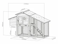 Discount Gallinero de madera con valla - 4 gallinas - L. 173 x Prof. 64 x Alt. 108 cm - - LEVAS Cama De Animales De Compañía