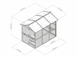 Vente-unique Gallinero de madera con valla - 10 gallinas - L. 266 x Prof. 174 x Alt. 205 cm - y blanco - FERAS