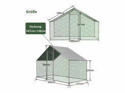 Hauss Spole Gallinero metálico con cierre de seguridad y cubierta de PE impermeable 3,03x1,57x2m