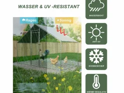 Hauss Spole Gallinero metálico con cierre de seguridad y cubierta de PE impermeable 3,03x1,57x2m