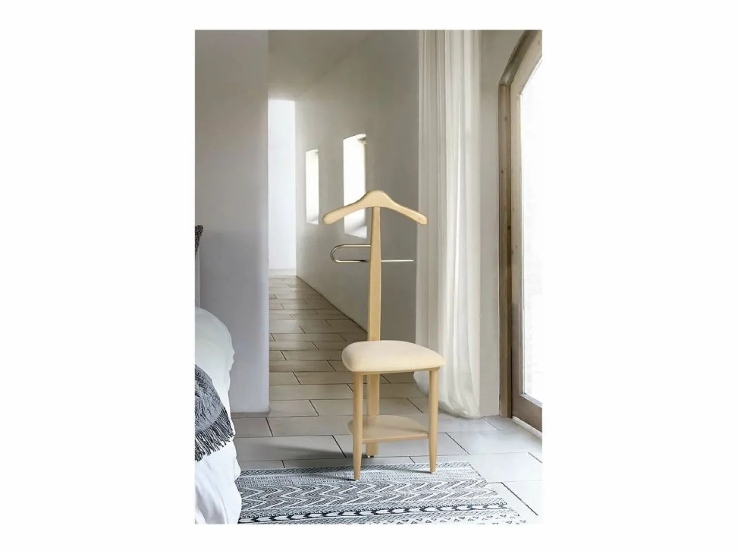 Sale Galán 361 con asiento en herrajes cromado satinado lacado natural, 105 cm(alto)45 c Beige