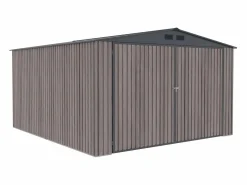 Outlet EXPERTLAND Garaje de acero galvanizado efecto madera gris 15,1 m² NERON Gris antracita / Color natural oscuro
