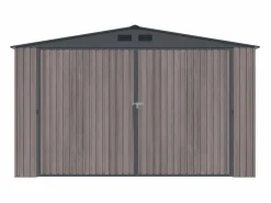 Outlet EXPERTLAND Garaje de acero galvanizado efecto madera gris 15,1 m² NERON Gris antracita / Color natural oscuro