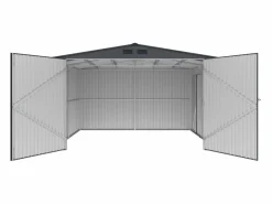 Outlet EXPERTLAND Garaje de acero galvanizado efecto madera gris 15,1 m² NERON Gris antracita / Color natural oscuro