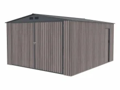 Outlet EXPERTLAND Garaje de acero galvanizado efecto madera gris 15,1 m² NERON Gris antracita / Color natural oscuro