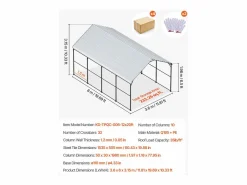 Discount Garaje Metálico Robusto para Coches SucceBuy, 365 x 610 cm, Abriego Exterior Robusto para Coches y Barcos Cochera