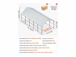 Hot Garaje Metálico Robusto para Coches SucceBuy, 397 x 792 cm, Abriego Exterior Robusto para Coches y Barcos Cochera
