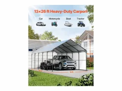 Hot Garaje Metálico Robusto para Coches SucceBuy, 397 x 792 cm, Abriego Exterior Robusto para Coches y Barcos Cochera
