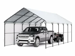 Hot Garaje Metálico Robusto para Coches SucceBuy, 397 x 792 cm, Abriego Exterior Robusto para Coches y Barcos Cochera