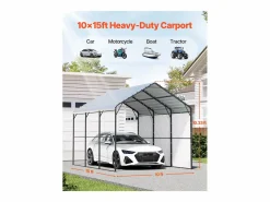 Garaje Metálico Robusto para Coches SucceBuy, 305 x 457 cm, Abriego Exterior Robusto para Coches y Barcos