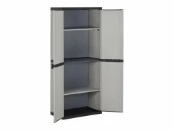Sale Garden Furniture - Armario de jardín con 3 estantes y negro 68x40x168 cm Gris