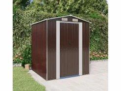 Online - Cobertizo jardín acero galvanizado marrón oscuro 192x191x223 cm Caseta De Jardín
