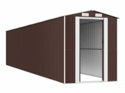 Garden Furniture - Cobertizo jardín acero galvanizado marrón oscuro 192x938x223 cm Marru00f3n