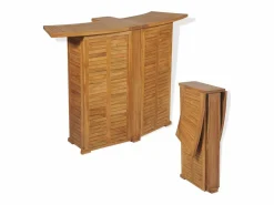 Clearance - Mesa de bar plegable de madera teca maciza 155x53x105 cm Mesa Alta
