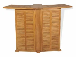 Clearance - Mesa de bar plegable de madera teca maciza 155x53x105 cm Mesa Alta