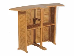 Clearance - Mesa de bar plegable de madera teca maciza 155x53x105 cm Mesa Alta