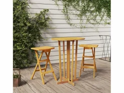 Garden Furniture - Mesa de bar plegable madera maciza de teca 90x65x105 cm