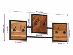Clearance Garden Furniture - Perchero de pared madera maciza de acacia y erro 90x1x35 cm Marru00f3n