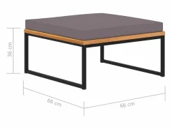 Garden Furniture - Reposapiés y cojín madera maciza acacia gris oscuro 66x66x36 cm Gris antracita