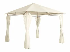 Sweeek Gazebo de jardín con cortinas 3x3m crudo