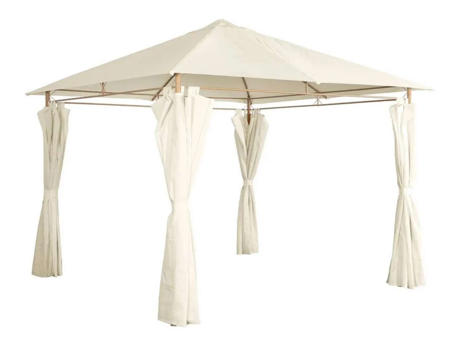 Sweeek Gazebo de jardín con cortinas 3x3m crudo