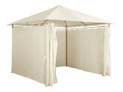Sweeek Gazebo de jardín con cortinas 3x3m crudo