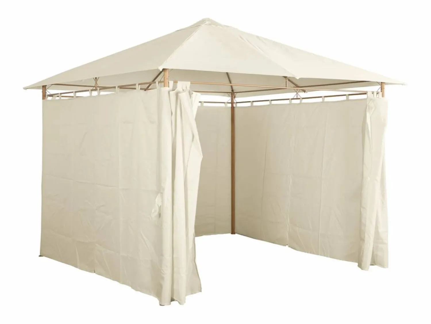 Sweeek Gazebo de jardín con cortinas 3x3m crudo