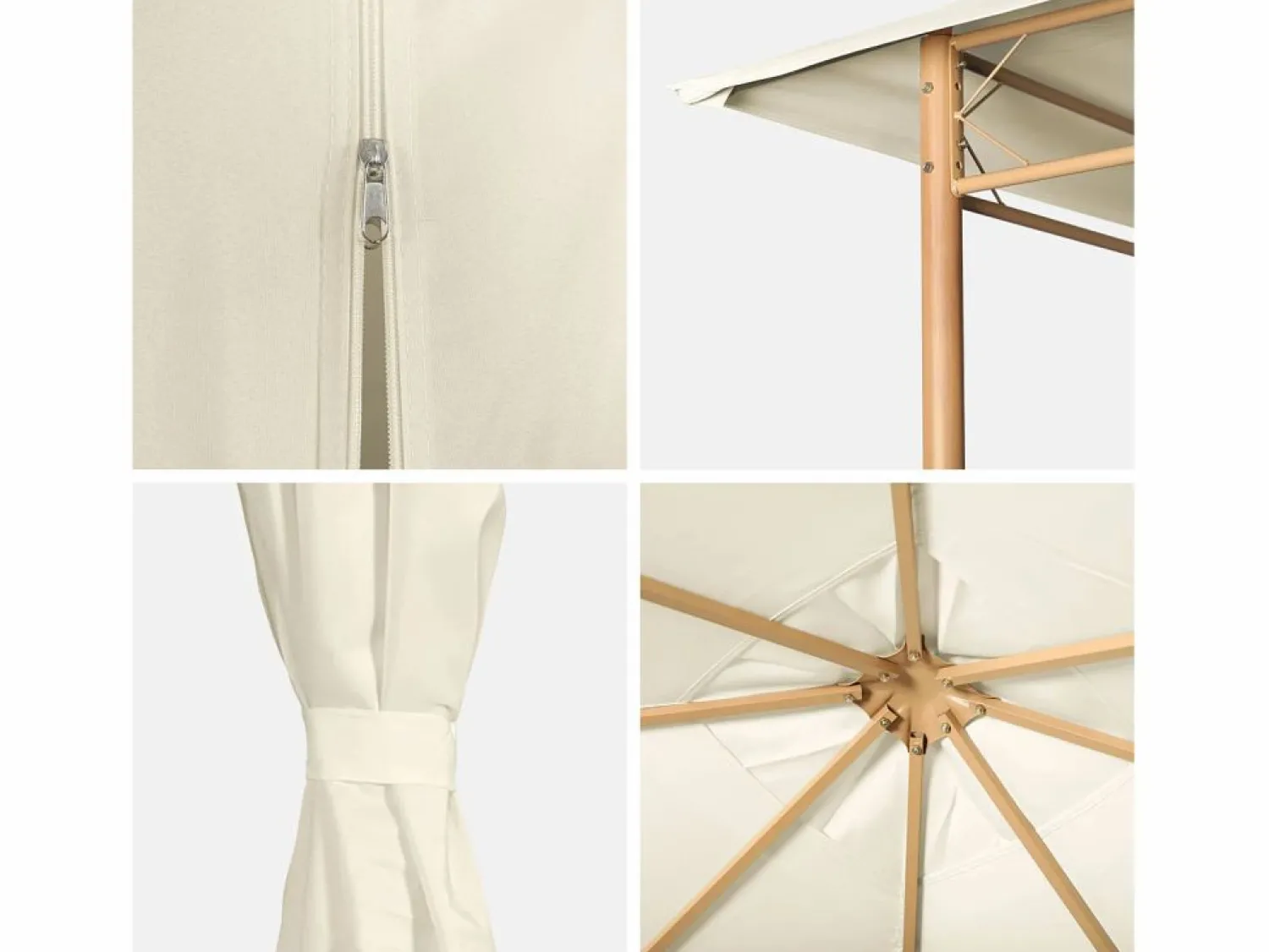 Sweeek Gazebo de jardín con cortinas 3x3m crudo
