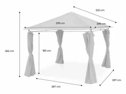 Sweeek Gazebo de jardín con cortinas 3x3m crudo