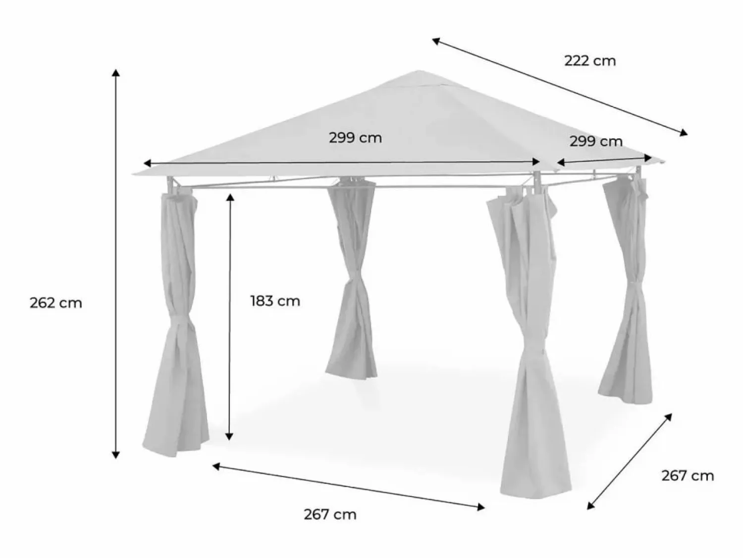 Sweeek Gazebo de jardín con cortinas 3x3m crudo