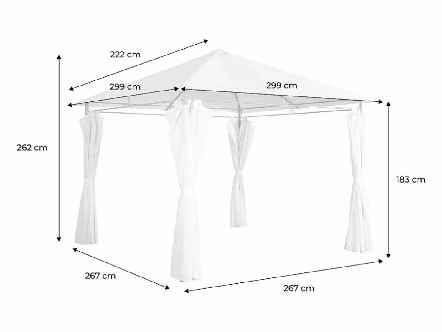 Sweeek Gazebo de jardín con cortinas 3x3m crudo