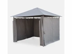 Sweeek Gazebo de jardín con cortinas 3x3m