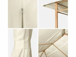 Online Gazebo de jardín 3x4m con cortinas crudo Cenador Y Quiosco