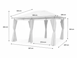 Online Gazebo de jardín 3x4m con cortinas crudo Cenador Y Quiosco