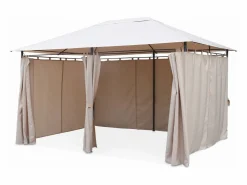 Outlet Sweeek Gazebo de jardín 3x4m con cortinas Beige