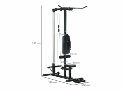 Gimnasio multifuncional para casa, de acero y polipiel, color , regulable con asiento y pedal antideslizante (140x108x197cm)