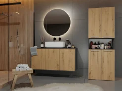 Clearance GLAZE - Mueble de cuarto de baño con cesta - Estilo moderno - 174x60x30 cm - Columna de cuarto de baño Columna De Baño