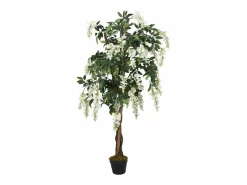 Discount Glicina artificial 840 hojas 150 cm y blanco Verde