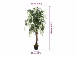Online Glicina artificial 840 hojas 120 cm y blanco Planta Artificial