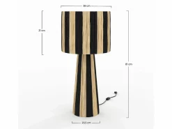 Sale Rendez-Vous Déco Gran lámpara rayada negra de hoja de palma - Soléa Negro