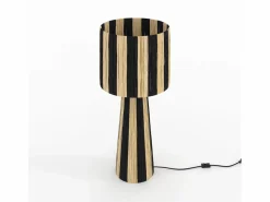 Sale Rendez-Vous Déco Gran lámpara rayada negra de hoja de palma - Soléa Negro
