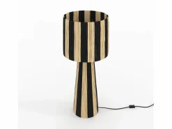 Sale Rendez-Vous Déco Gran lámpara rayada negra de hoja de palma - Soléa Negro