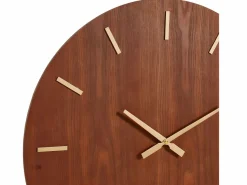 New Gran reloj de pared chapado en madera de fresno ARTURO - D. 70 cm - Marrón Reloj De Pared