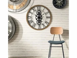 Atmosphera Gran Reloj de Pared Industrial de Madera y Metal D 70 cm