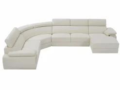 Outlet Vente-unique Gran sofá 7 plazas piel ángulo derecho ELEVANTO Blanco