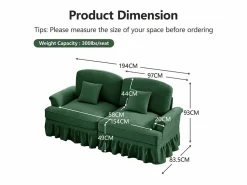 Online Gran Sofá 2 Plazas Chenille - Con Funda Extraíble y 2 Cojines - 194x83.5x93cm - Todos Los Sofás|Sofá De Terciopelo
