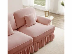 DripeX Gran Sofá 2 Plazas Chenille - Con Funda Extraíble y 2 Cojines - 194x83.5x93cm - Rosa