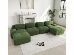 Hot DripeX Gran sofá angular modular 388cm - de Pana - con 4 cojines y 2 otomanas - ergonómico - Verde